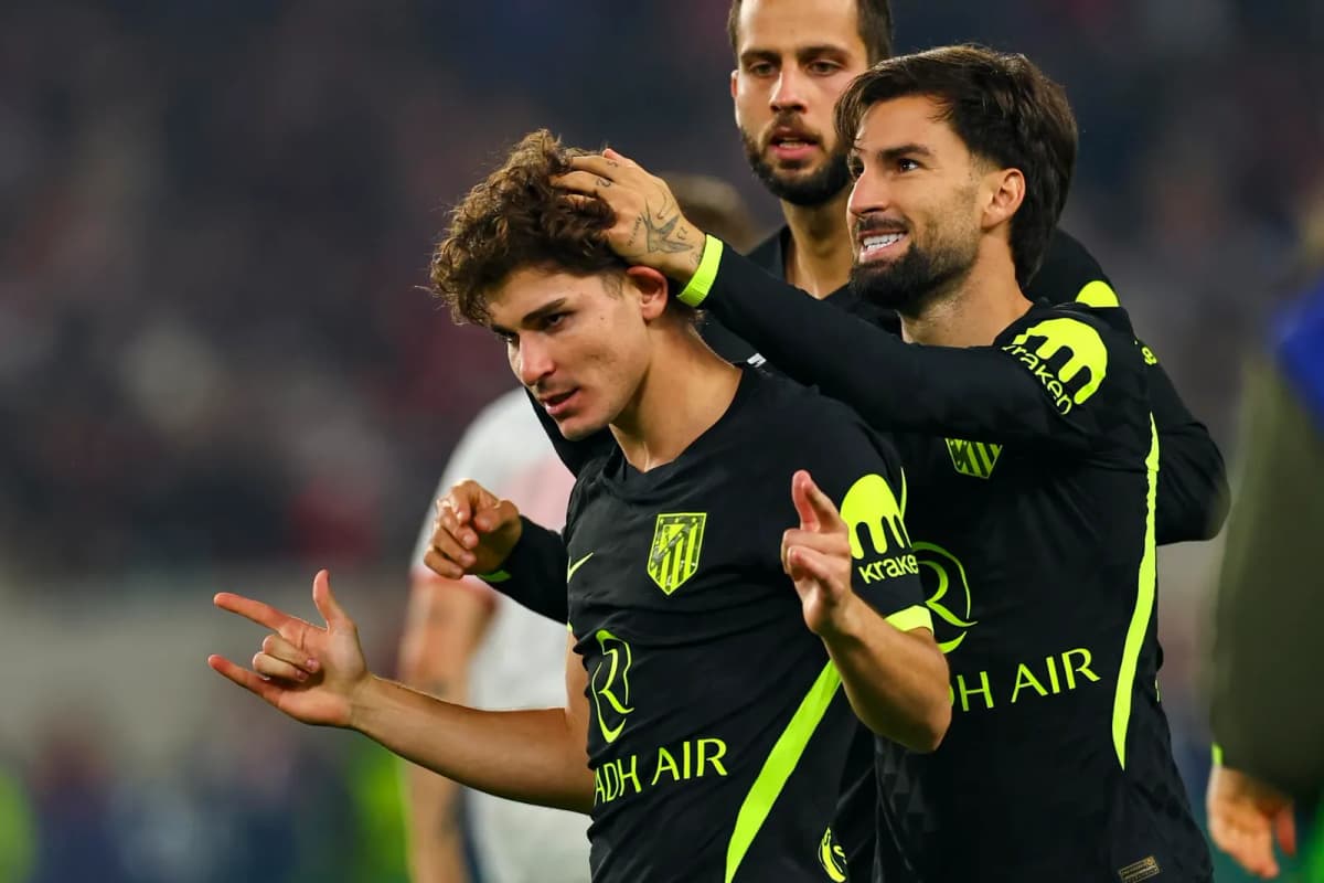 El argentino Julián Álvarez celebra su gol del empate del Atlético de Madrid ante el Stuttgart durante la Liga de Campeones.