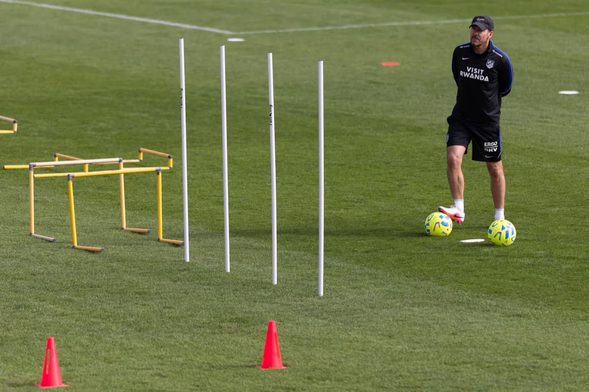 Simeone, durante el entrenamiento de este viernes.