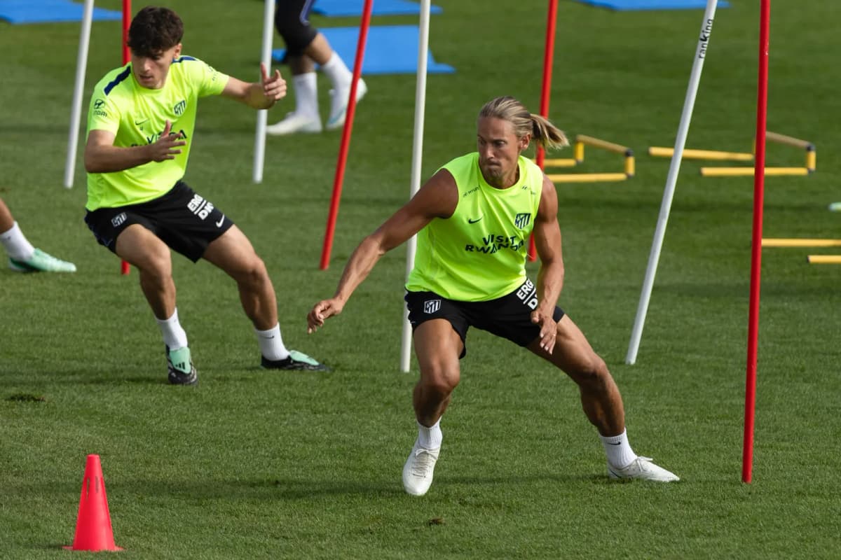 Marcos Llorente, durante el entrenamiento.