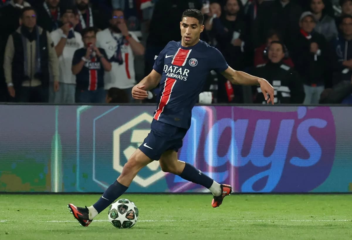 El marroquí Achraf Hakimi, lateral del París Saint-Germain, celebra uno de sus goles durante la remontada ante el Le Havre.