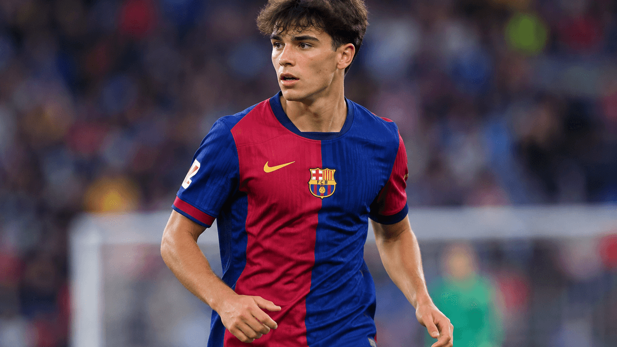 Xavi Espart, lateral español del Barcelona, durante un partido de fútbol con el primer equipo azulgrana.