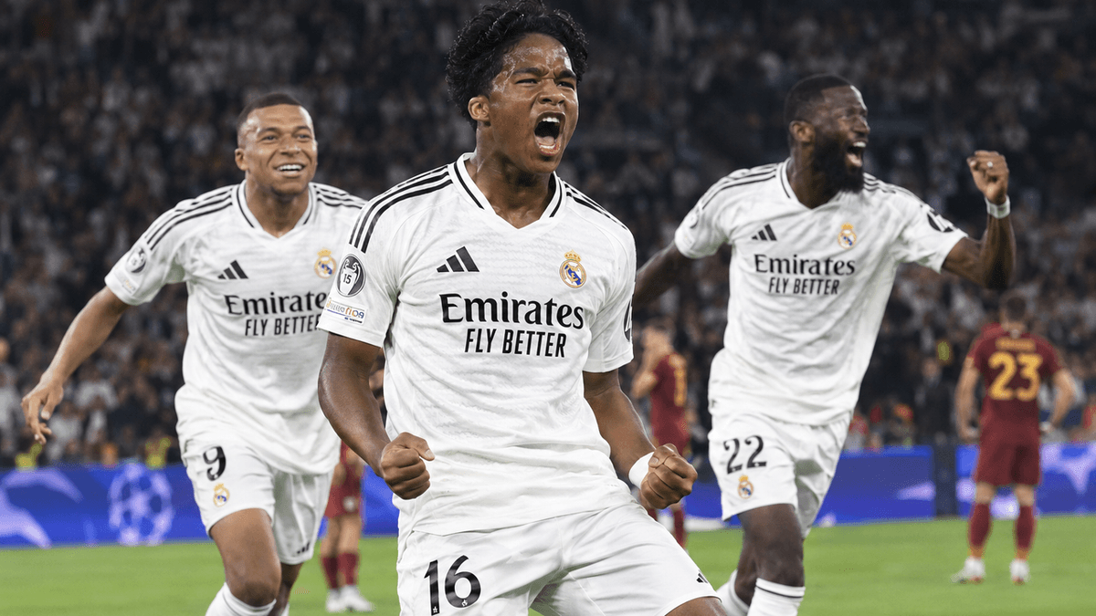 Jugadores del Real Madrid celebran la remontada ante el Roma durante un partido de la Liga de Campeones en el Estadio Olímpico.