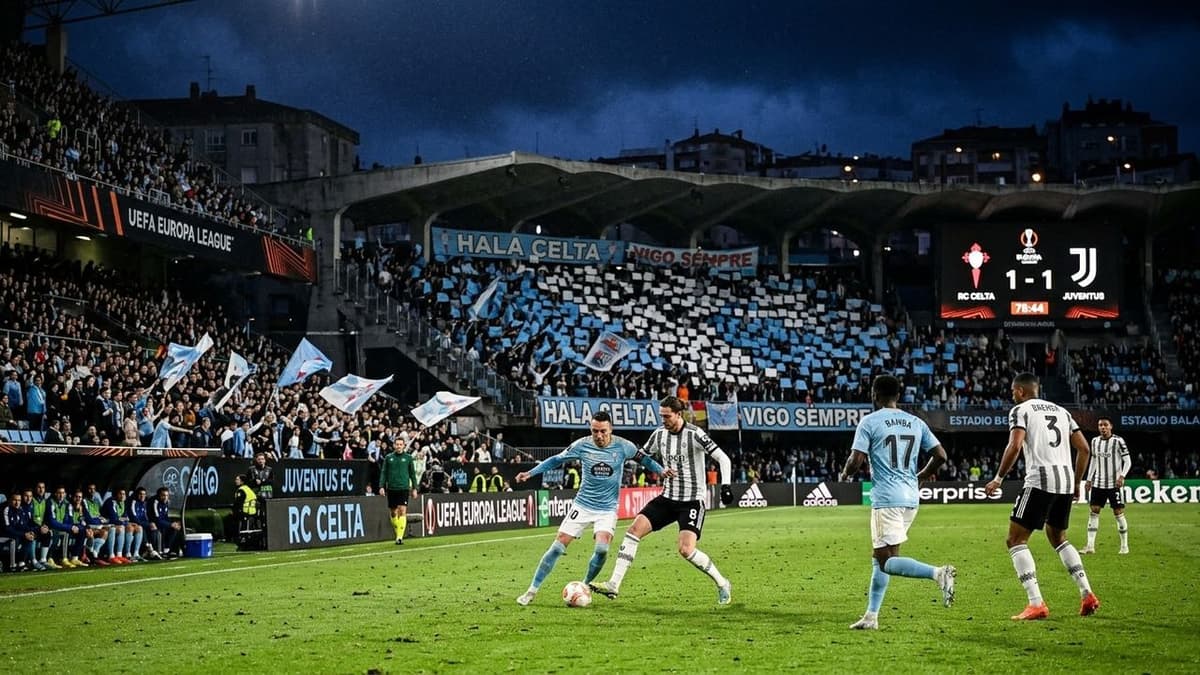  partido entre el Celta y el Juventus en Balaídos durante un encuentro de la Liga Europa.