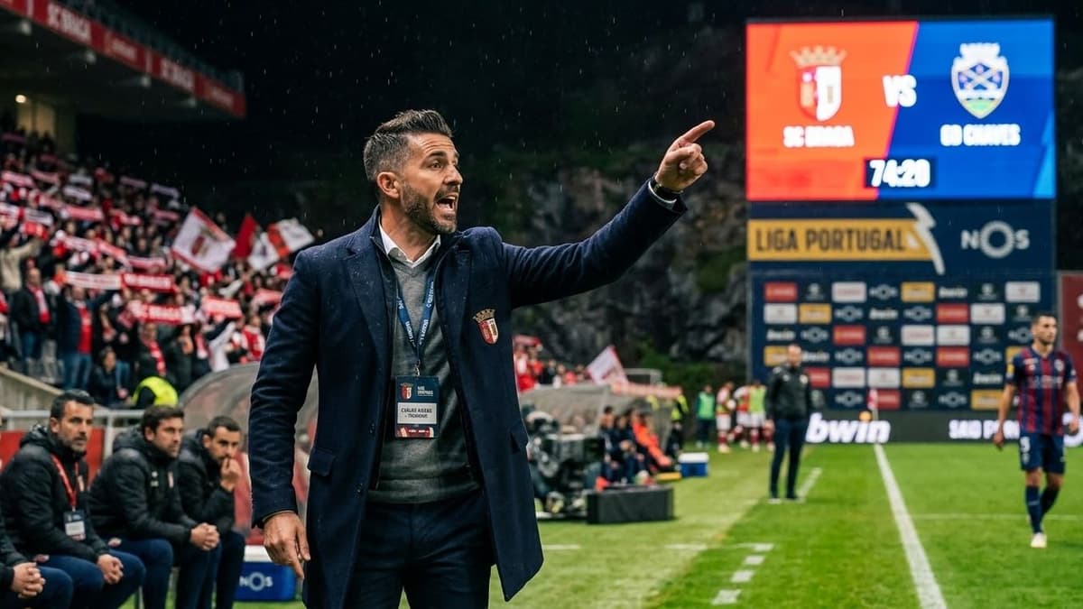 Carlos Vicens, entrenador español del Sporting Braga, durante un partido de la Liga de Portugal antes de su destitución.