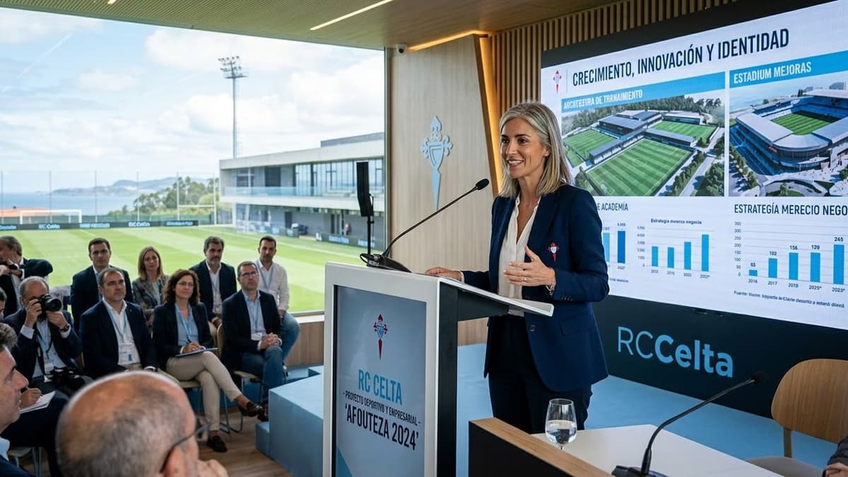 Marian Mouriño, presidenta del Celta de Vigo, durante un acto institucional del club gallego relacionado con su proyecto deportivo y empresarial.