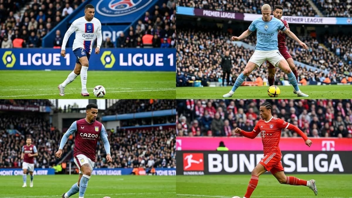  futbolistas del PSG, Manchester City, Aston Villa y Bayern Múnich durante partidos de las principales ligas europeas.