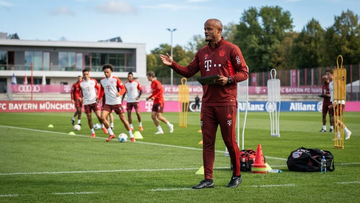 El entrenador belga Vincent Kompany, durante una sesión de entrenamiento del Bayern Múnich.