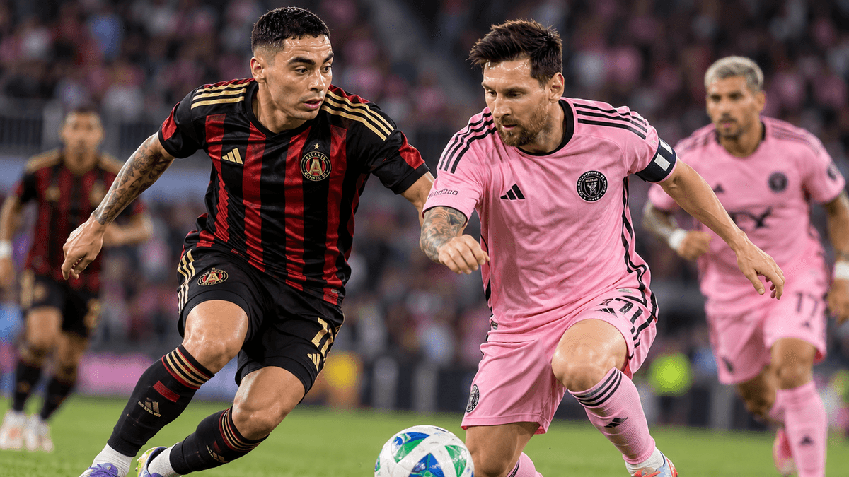 El paraguayo Miguel Almirón y el argentino Lionel Messi, protagonistas del encuentro entre Atlanta United e Inter Miami.