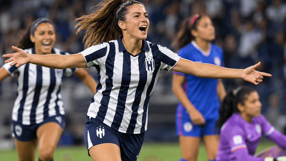 Imagen sugerida de la española Lucía García durante un partido de las Rayadas de Monterrey en la Liga MX Femenil.