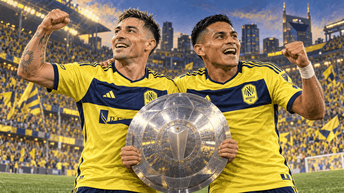 Ilustración de los latinoamericanos de Nashville SC, encabezados por Cristian Espinoza y Andy Nájar.
