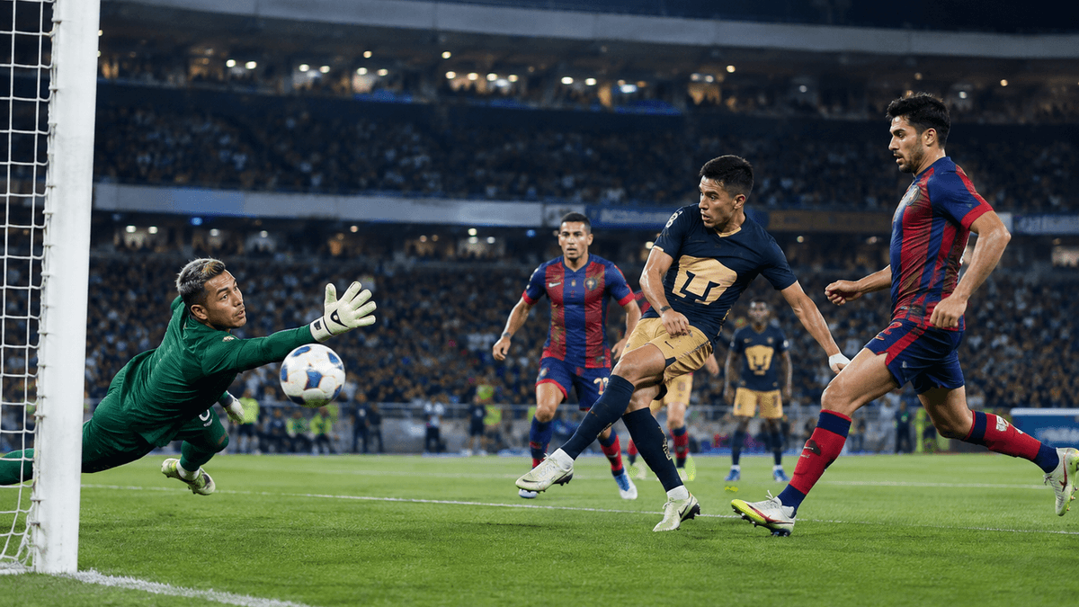 Santa Fe vence a Caracas: una futbolista de camiseta roja disputa un cabezazo ante dos rivales durante un partido de fútbol femenino.