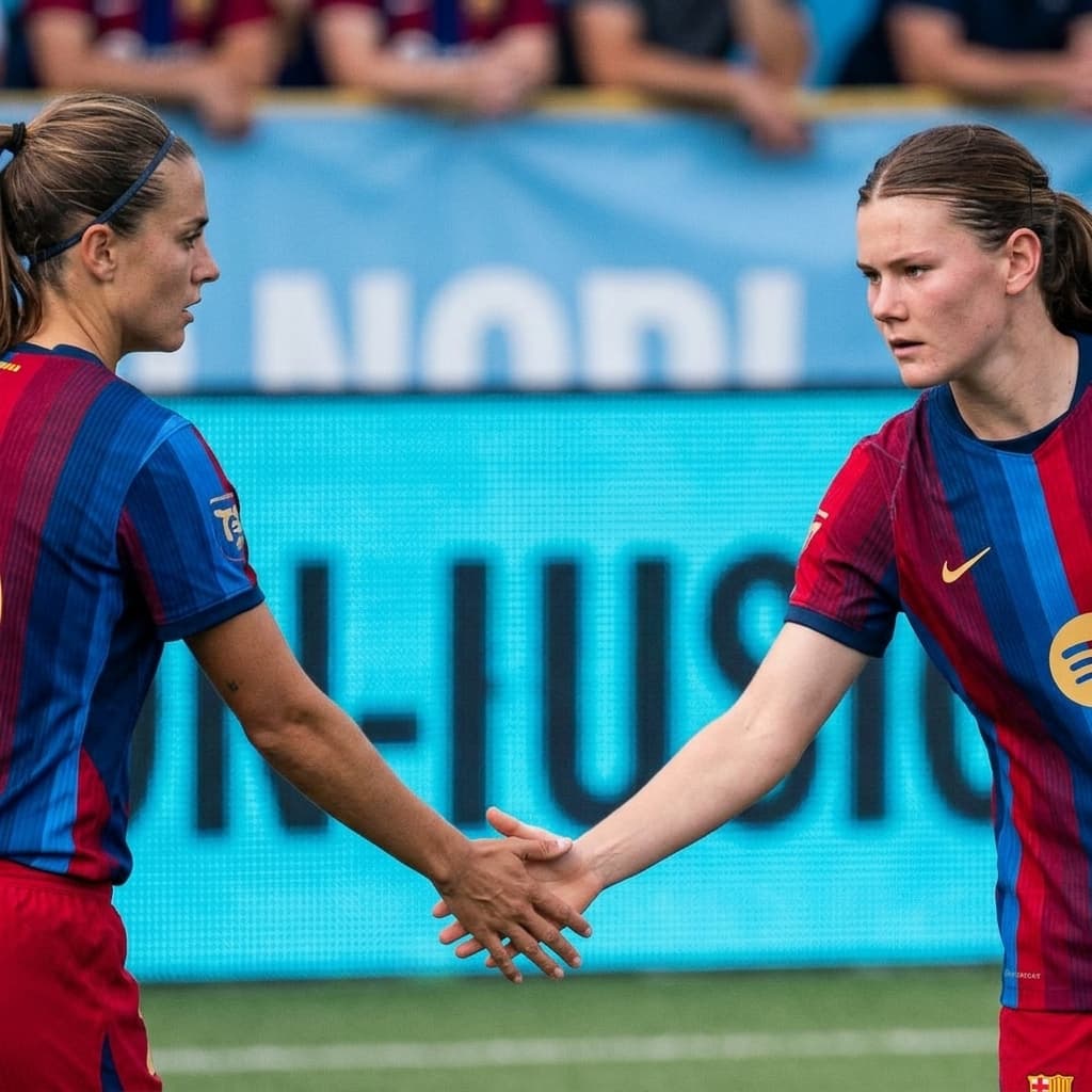 Jugadoras del Barcelona femenino durante un partido en el Spotify Camp Nou,