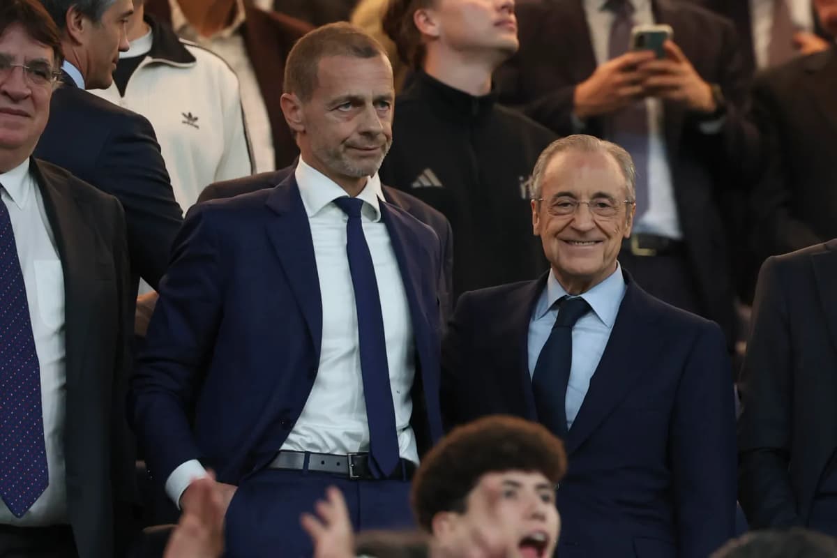 El presidente de la UEFA, Aleksander Ceferin, en el palco del estadio Bernabéu en una foto de archivo.