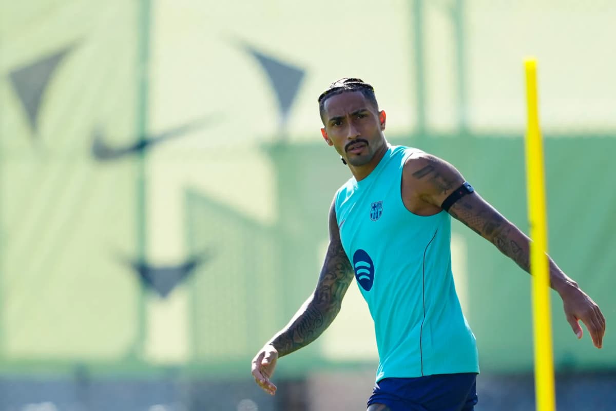 Fotografía del pasado 12 de septiembre, en la que puede verse al delantero del FC Barcelona Raphinha, durante un entrenamiento.
