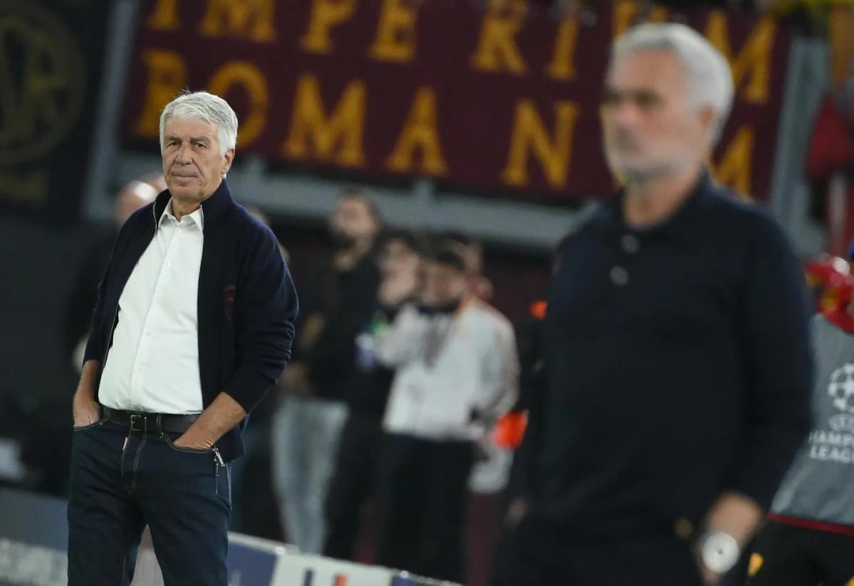 El italiano Gian Piero Gasperini, entrenador de la Roma, durante un partido de la Liga de Campeones frente al Real Madrid.