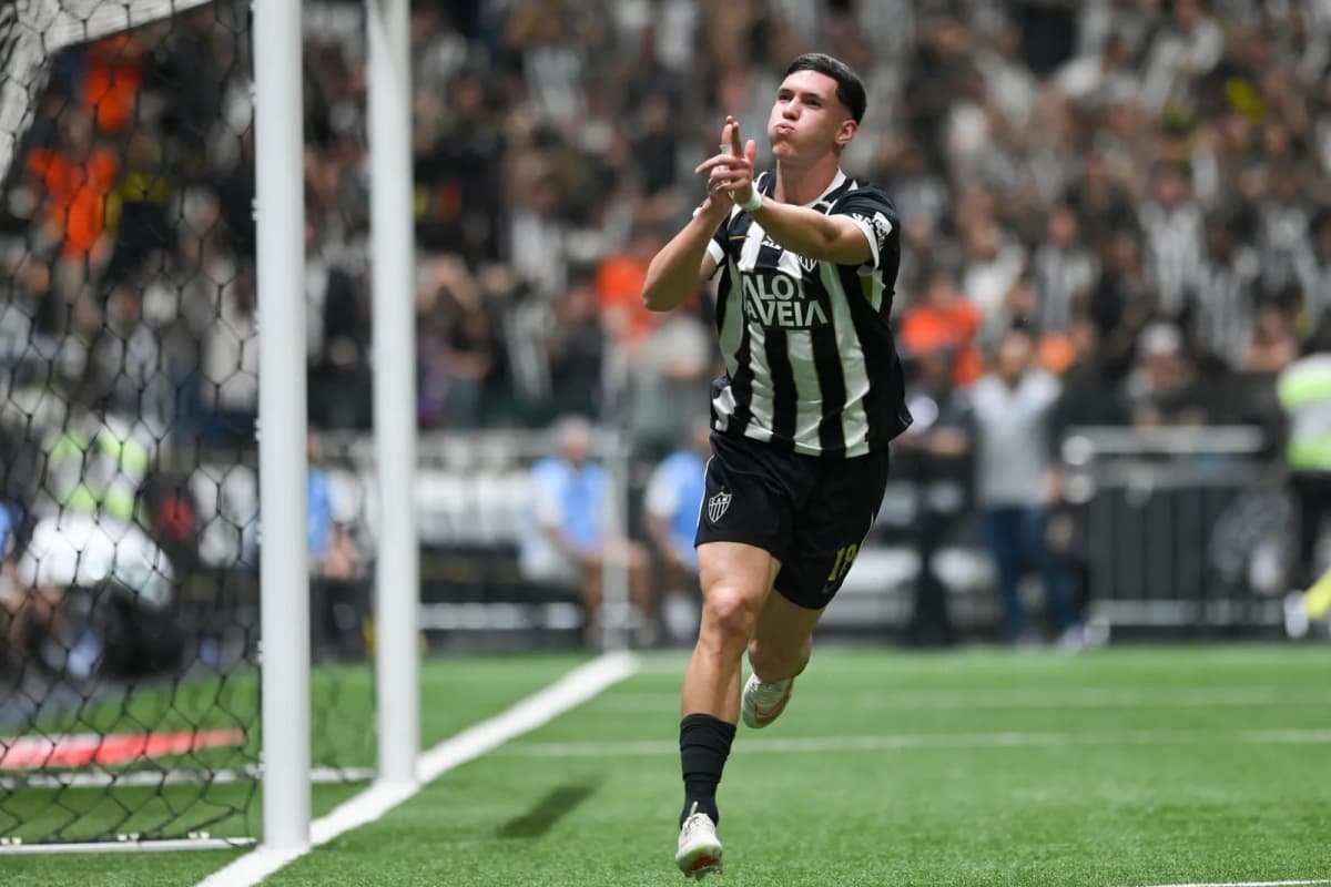 Thiago Borbas, del Atlético Mineiro, celebra un gol ante el Montevideo City Torque en las semifinales de la Copa Sudamericana.