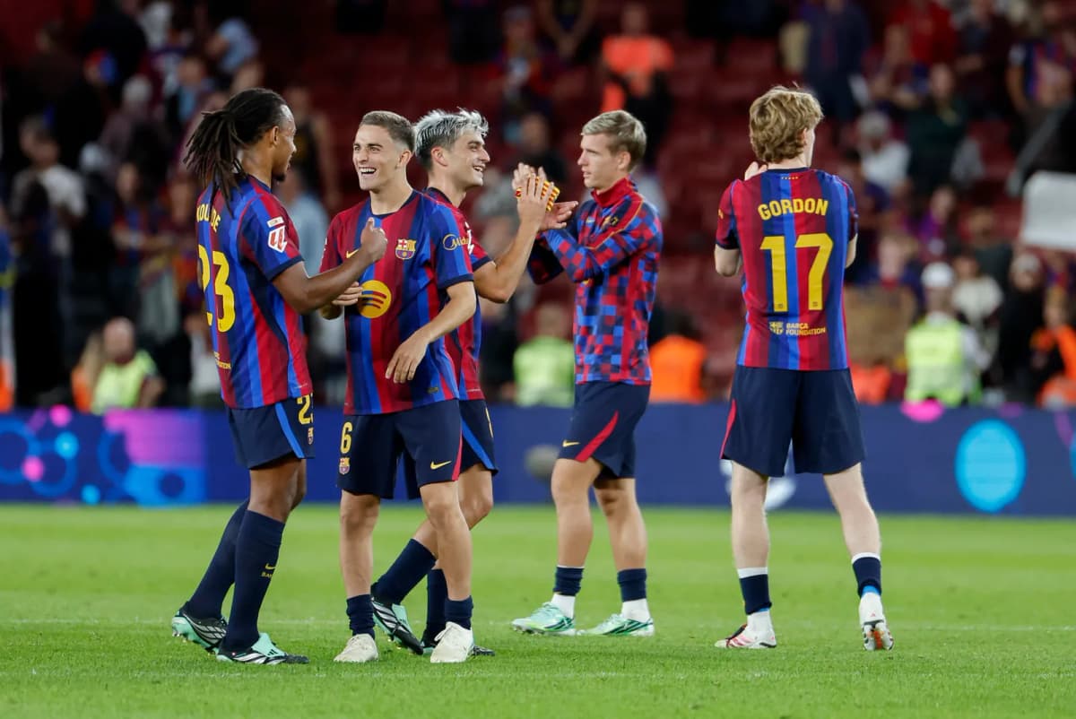 Imagen de archivo de los jugdores del Barcelona celebrando la victoria ante el Getafe.
