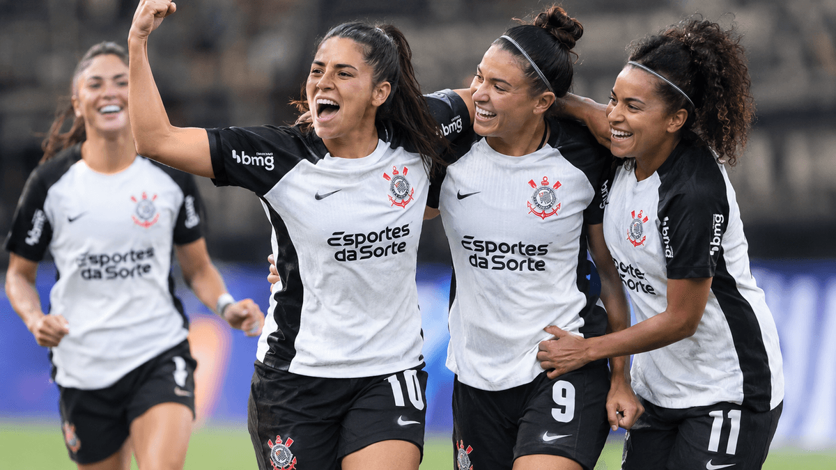 Jugadoras de Corinthians celebran un gol durante un partido de fútbol femenino, en una imagen sugerida para ilustrar la Copa Libertadores Femenina 2026.