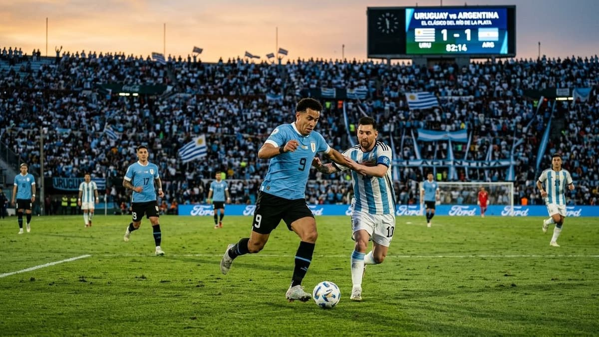 Las selecciones de Uruguay y Argentina se enfrentan en una imagen de archivo del Clásico del Río de la Plata.