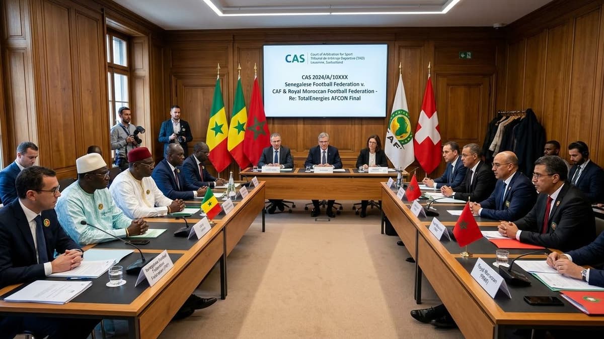Representantes de las federaciones de Senegal y Marruecos durante el proceso ante el Tribunal de Arbitraje Deportivo por la final de la Copa de África.
