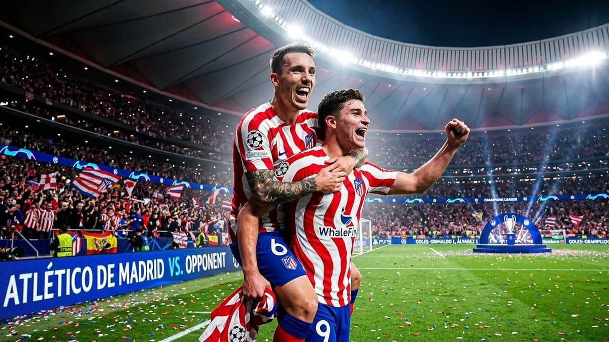 El español Alejandro Grimaldo respalda al argentino Julián Álvarez, delantero del Atlético de Madrid, tras el empate frente al Stuttgart en Champions.