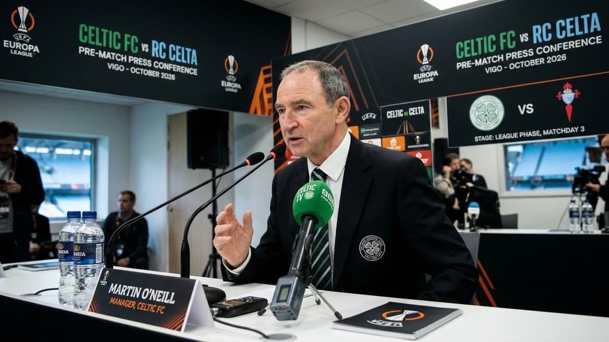 Martin O’Neill, entrenador del Celtic, durante una comparecencia previa al partido de la Liga Europa contra el Celta.