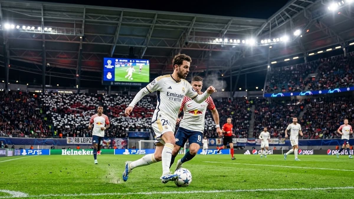 El portugués Bernardo Silva, centrocampista del Real Madrid, durante un partido de la Liga de Campeones frente al Leipzig.