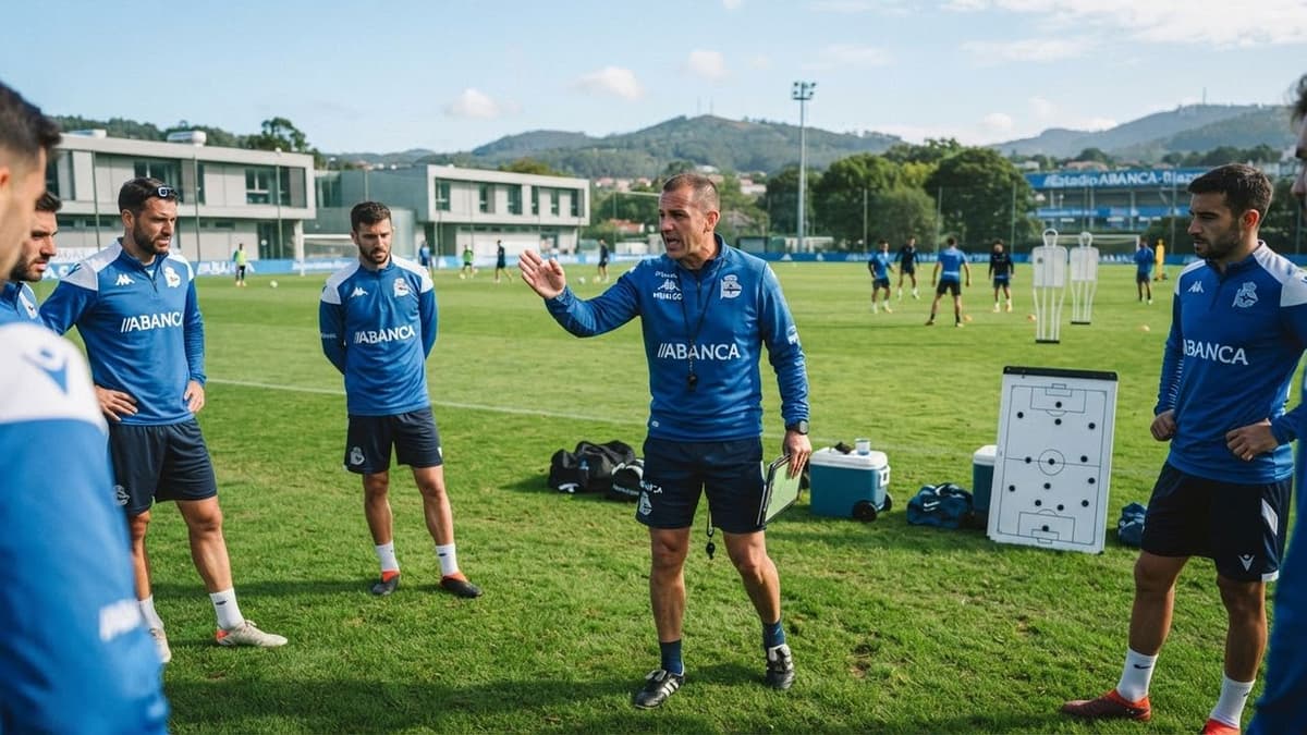 Antonio Hidalgo, entrenador del Deportivo de La Coruña, prepara el partido ante el Atlético de Madrid, dirigido por el argentino Diego Simeone.