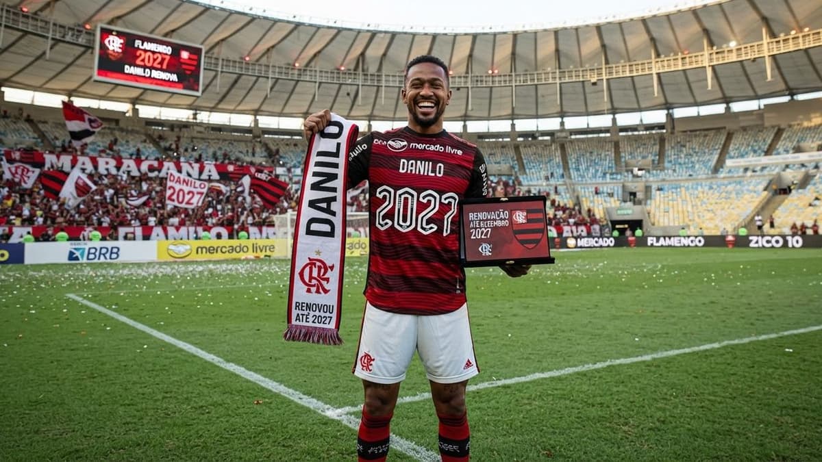 El brasileño Danilo posa con la camiseta del Flamengo tras renovar su contrato hasta diciembre de 2027.