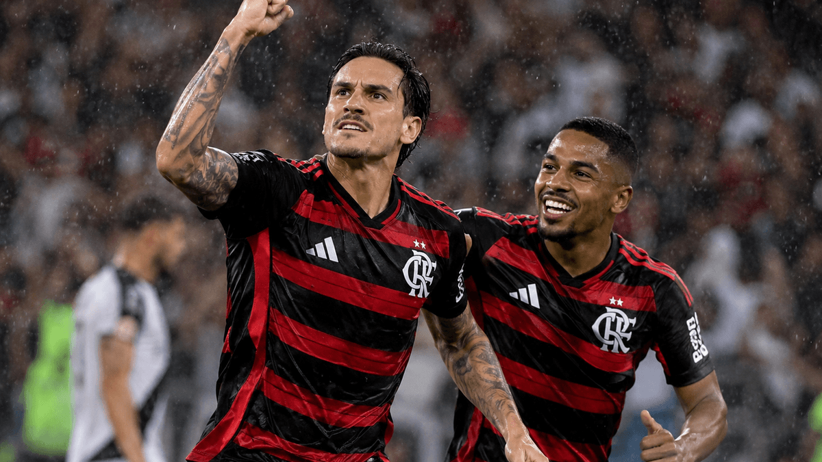 Jugadores del Flamengo celebran uno de los goles ante el Vasco da Gama durante el derbi carioca por el Brasileirão.