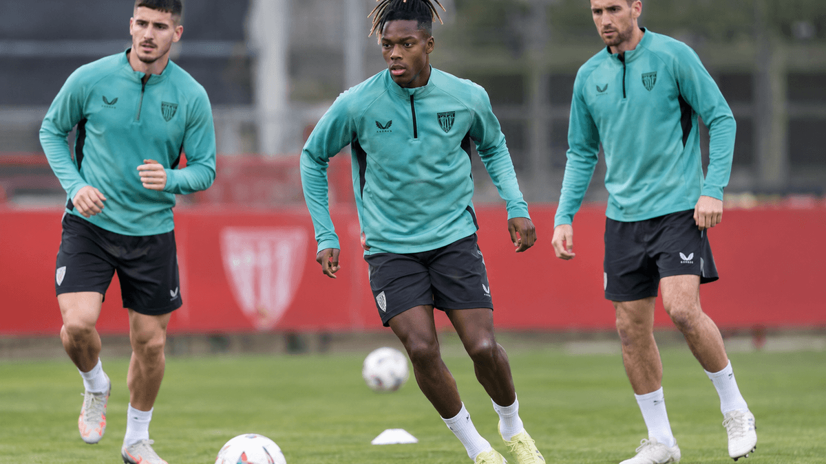 El Athletic Club prepara su visita al Valencia en Mestalla con las ausencias de Nico Williams, Oihan Sancet y Aymeric Laporte.