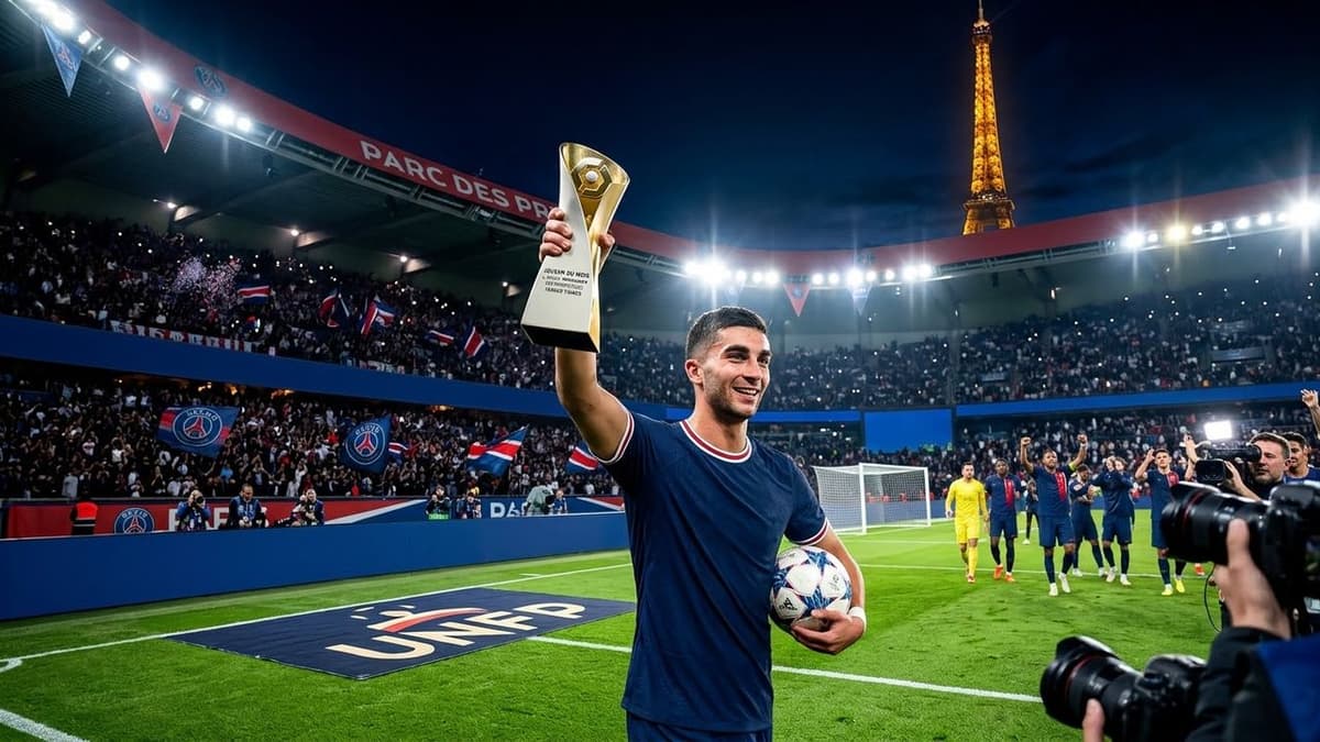 Ferran Torres, delantero español del PSG, durante un partido de fútbol de la temporada 2026-2027.
