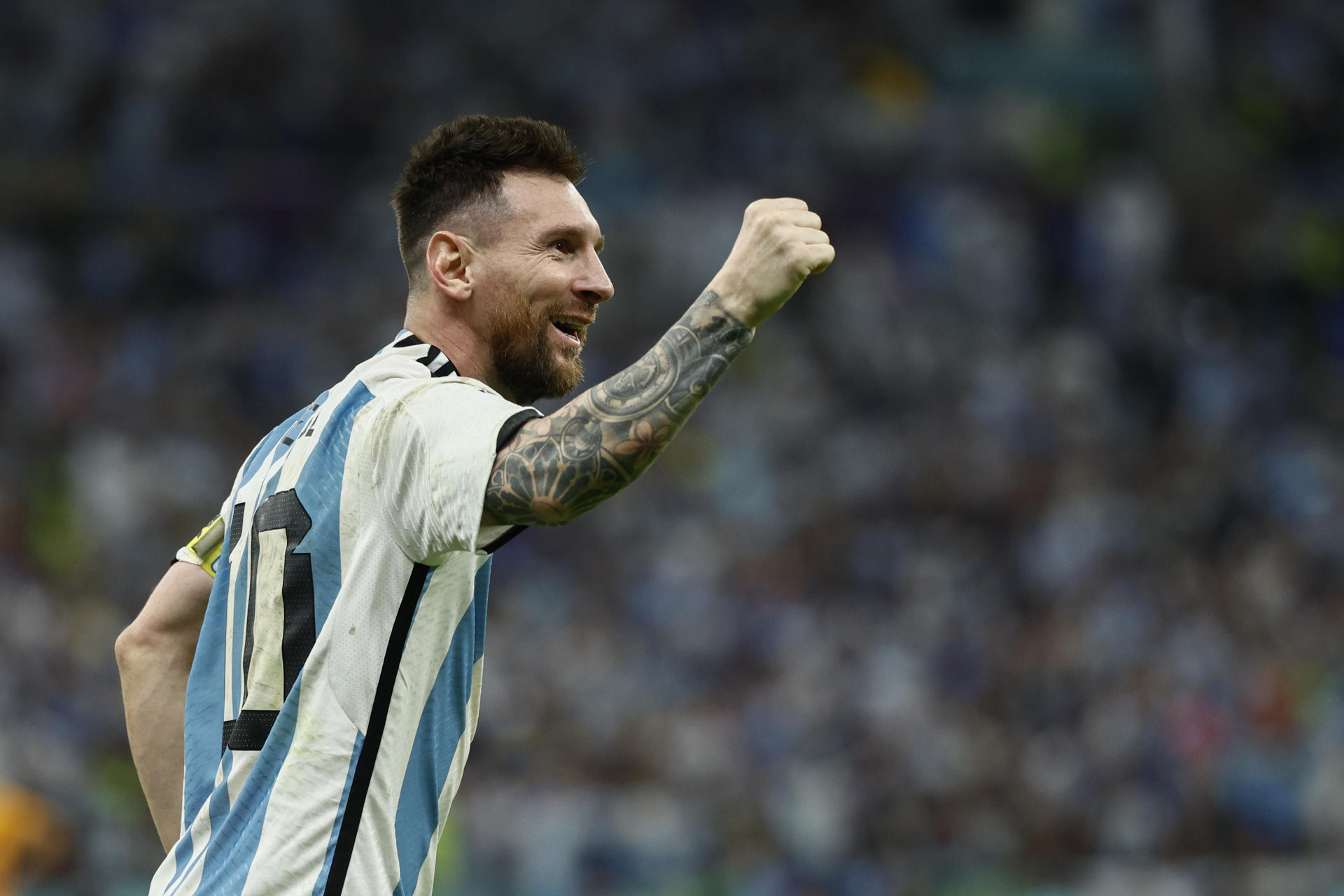 Lionel Messi, de Argentina celebra durante un partido de su selección, en una fotografía de archivo. EFE/ Rodrigo Jiménez