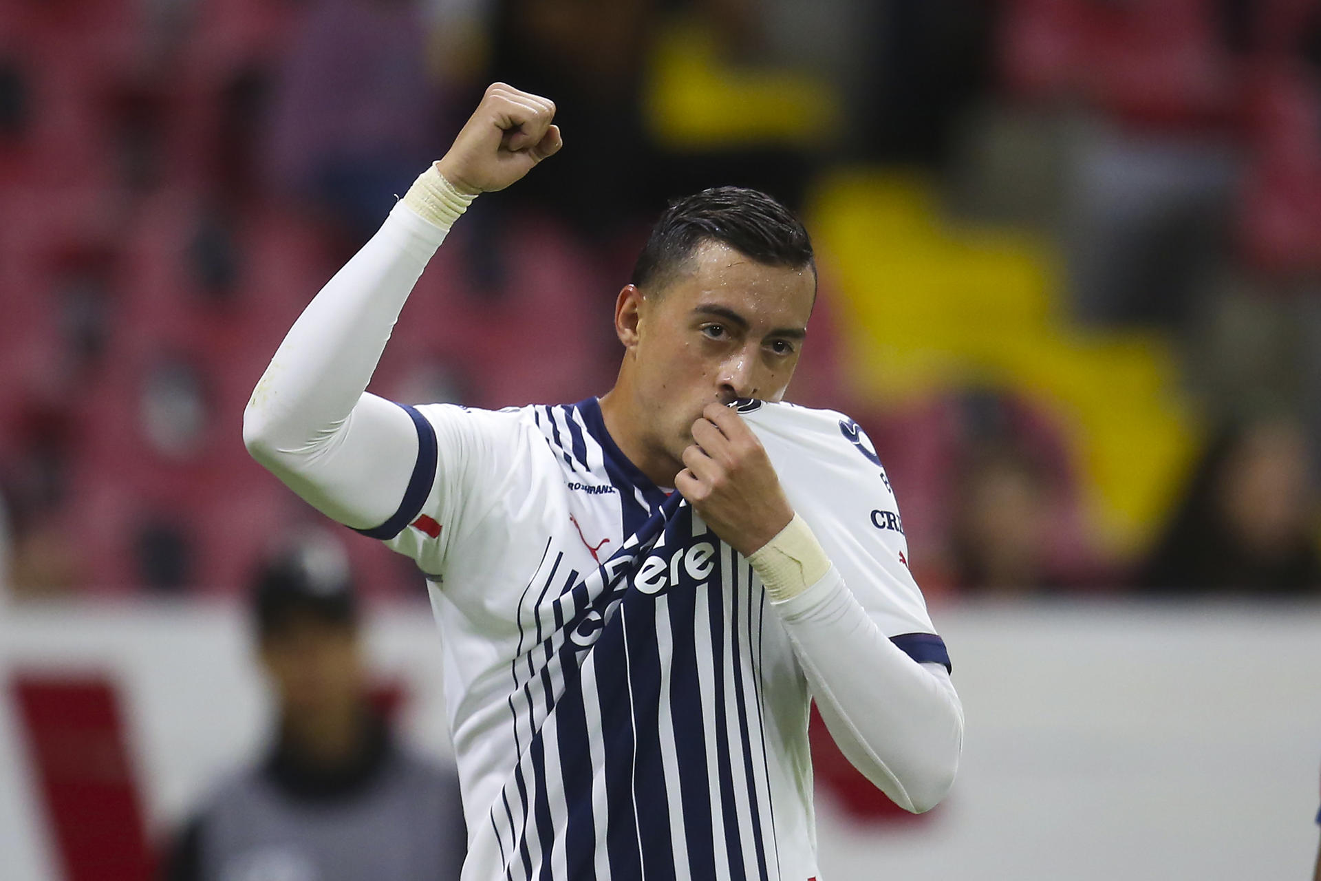 Rogelio Funes Mori de Monterrey celebra una anotación en el Estadio Jalisco, en Guadalajara (México). Imagen de archivo. EFE/ Francisco Guasco