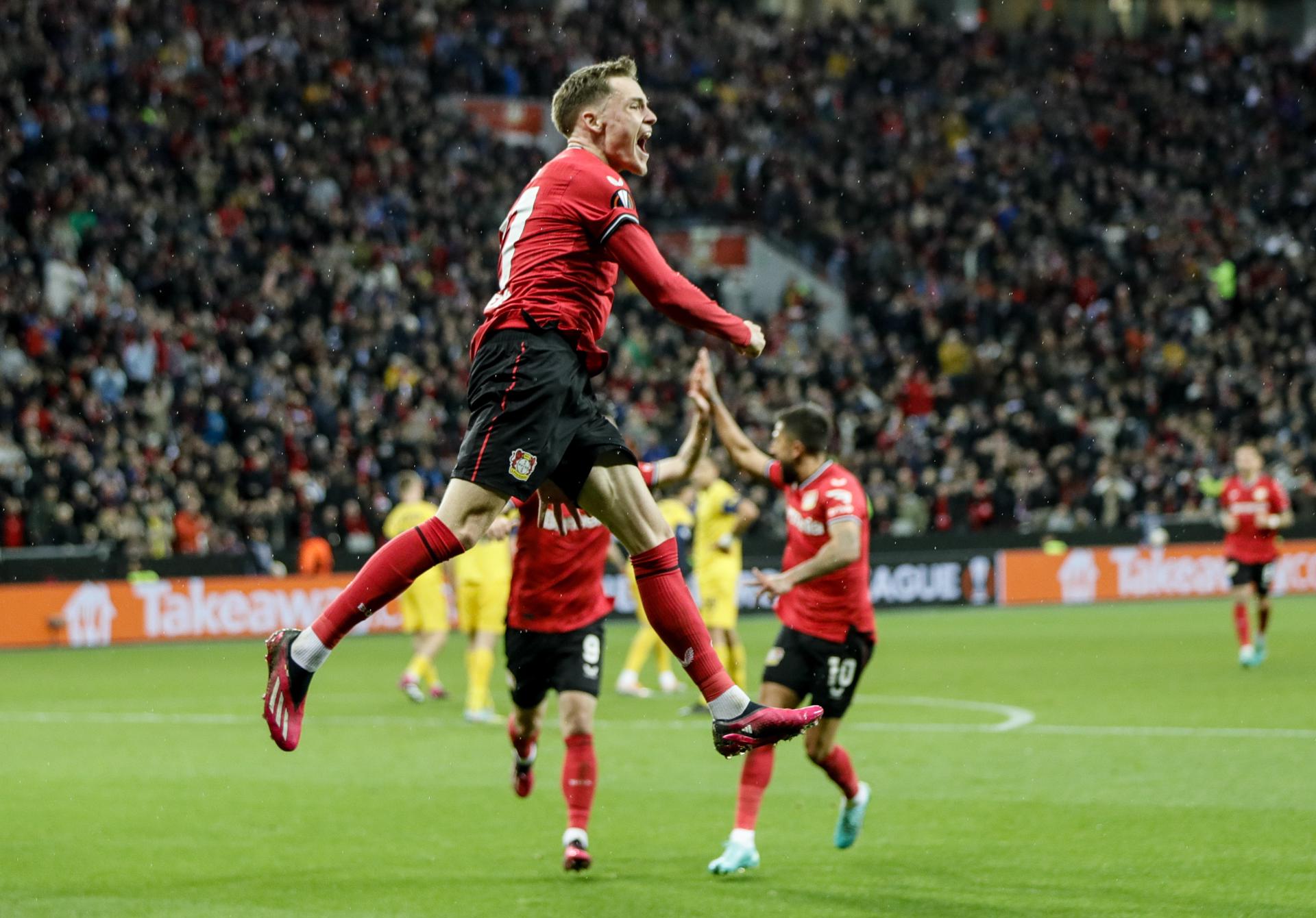 Florian Wirtz celebra el 1-1. EFE/EPA/RONALD WITTEK