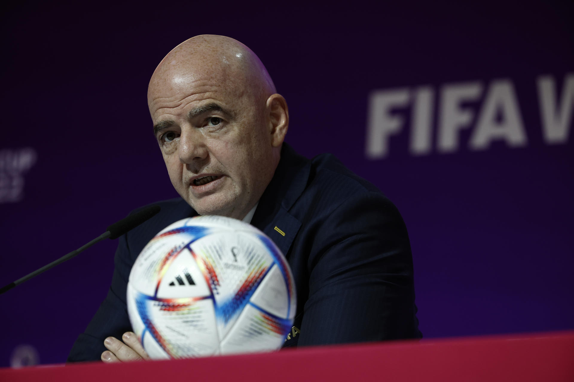 Fotografía de archivo en la que se registró al presidente de la Federación Internacional de Fútbol Asociado (FIFA), Gianni Infantino. EFE/José Méndez