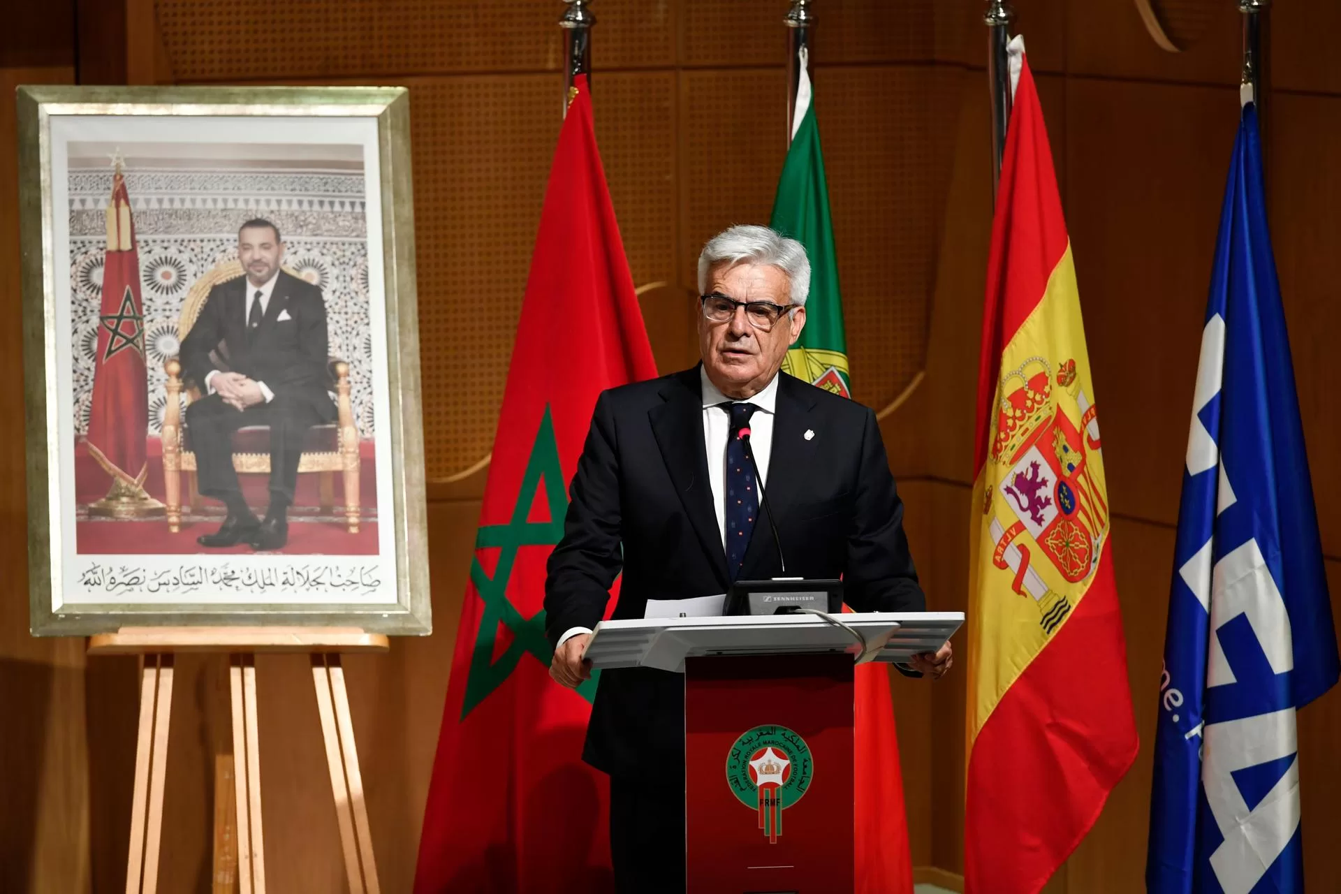 El presidente de las federaciones de fútbol de España, Pedro Rocha. EFE/EPA/Jalal Morchidi 