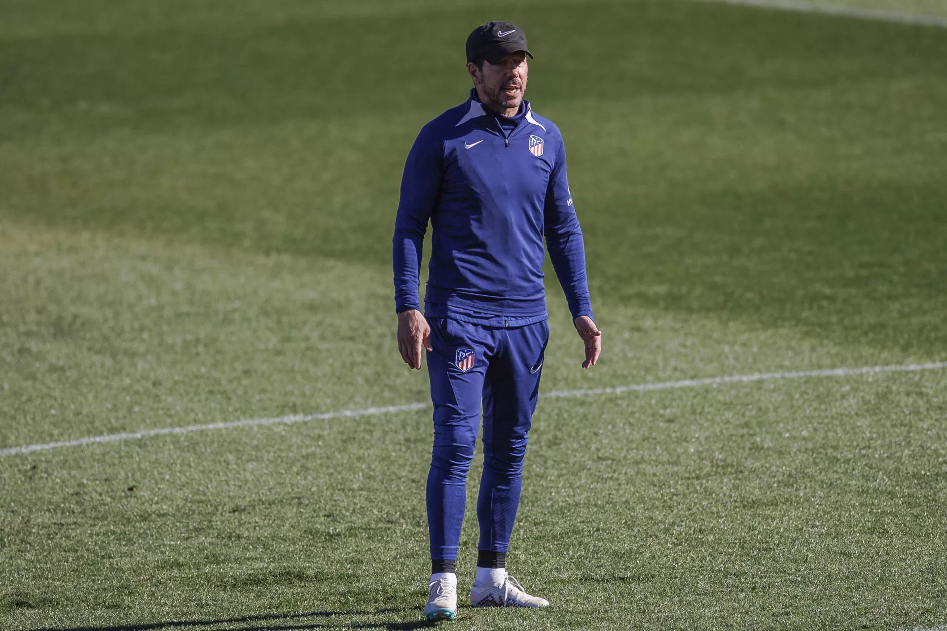Simeone, durante el entrenamiento. EFE/Rodrigo Jimenez