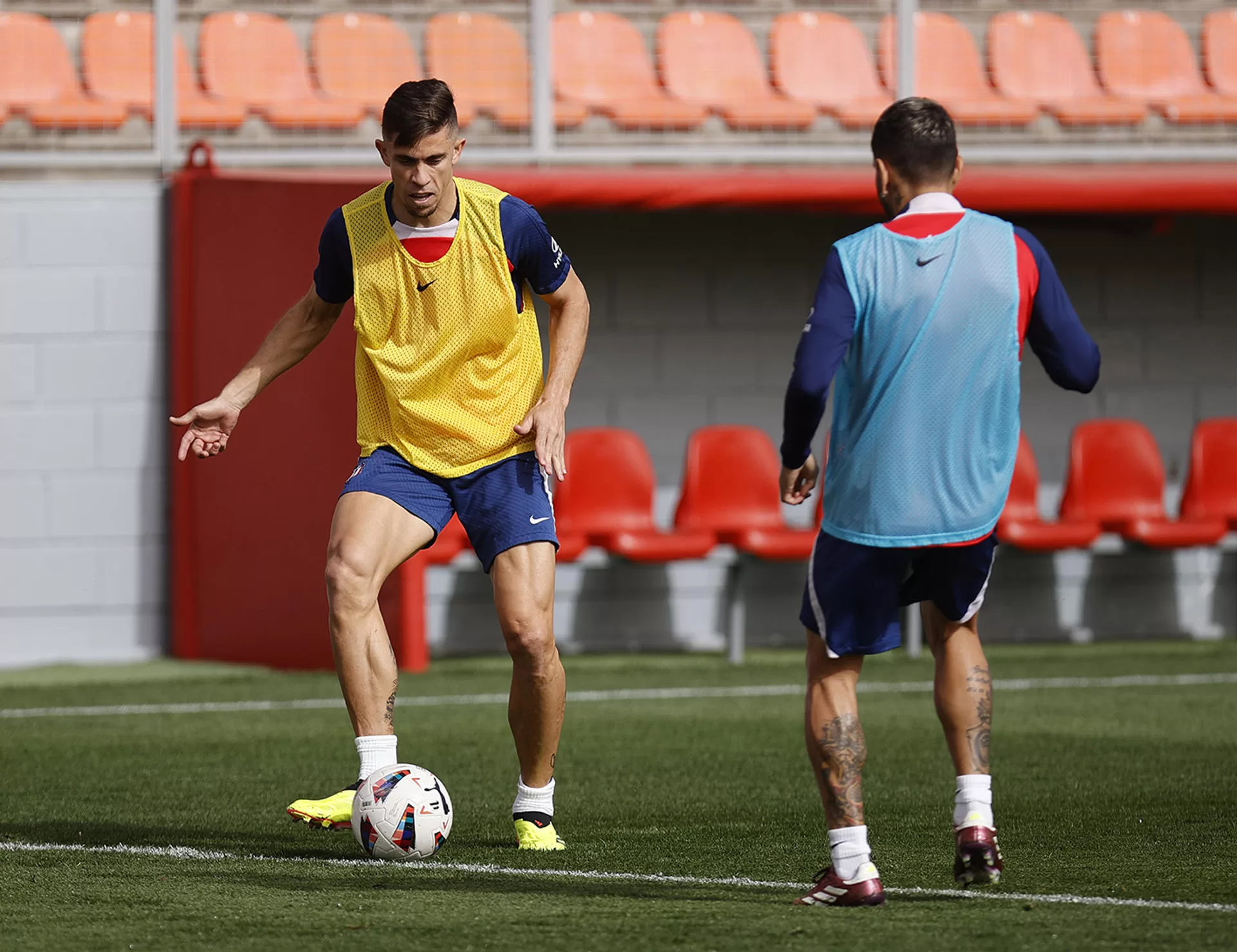 Gabriel Paulista y Correa, en un momento de la sesión. EFE/Atlético de Madrid. 