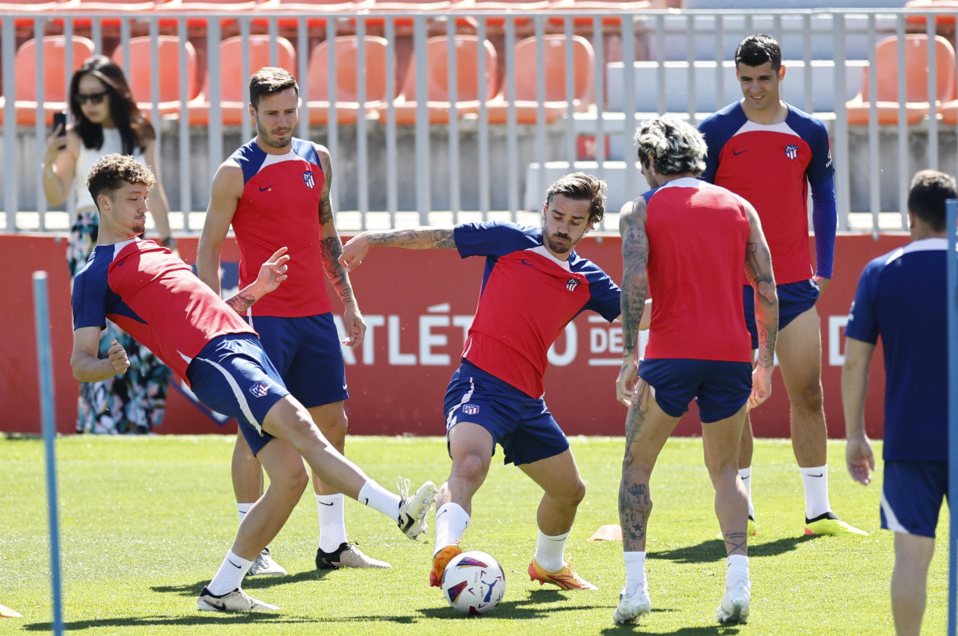 Griezmann, en el entrenamiento de este sábado.-EFE/ Rodrigo Jiménez 
