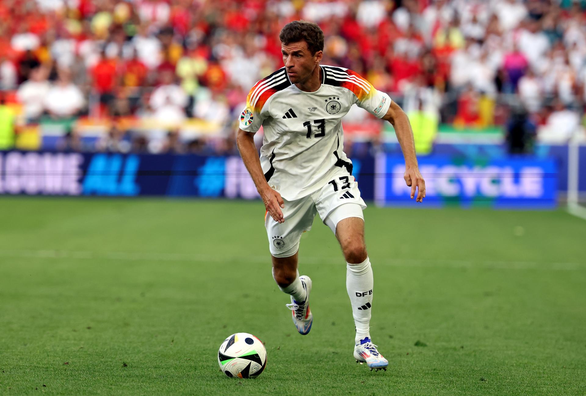 Thomas Müller durante el partido de cuartos de final de la Eurocopa 2024 que enfrentó a España y a Alemania. EFE/EPA/FRIEDEMANN VOGEL