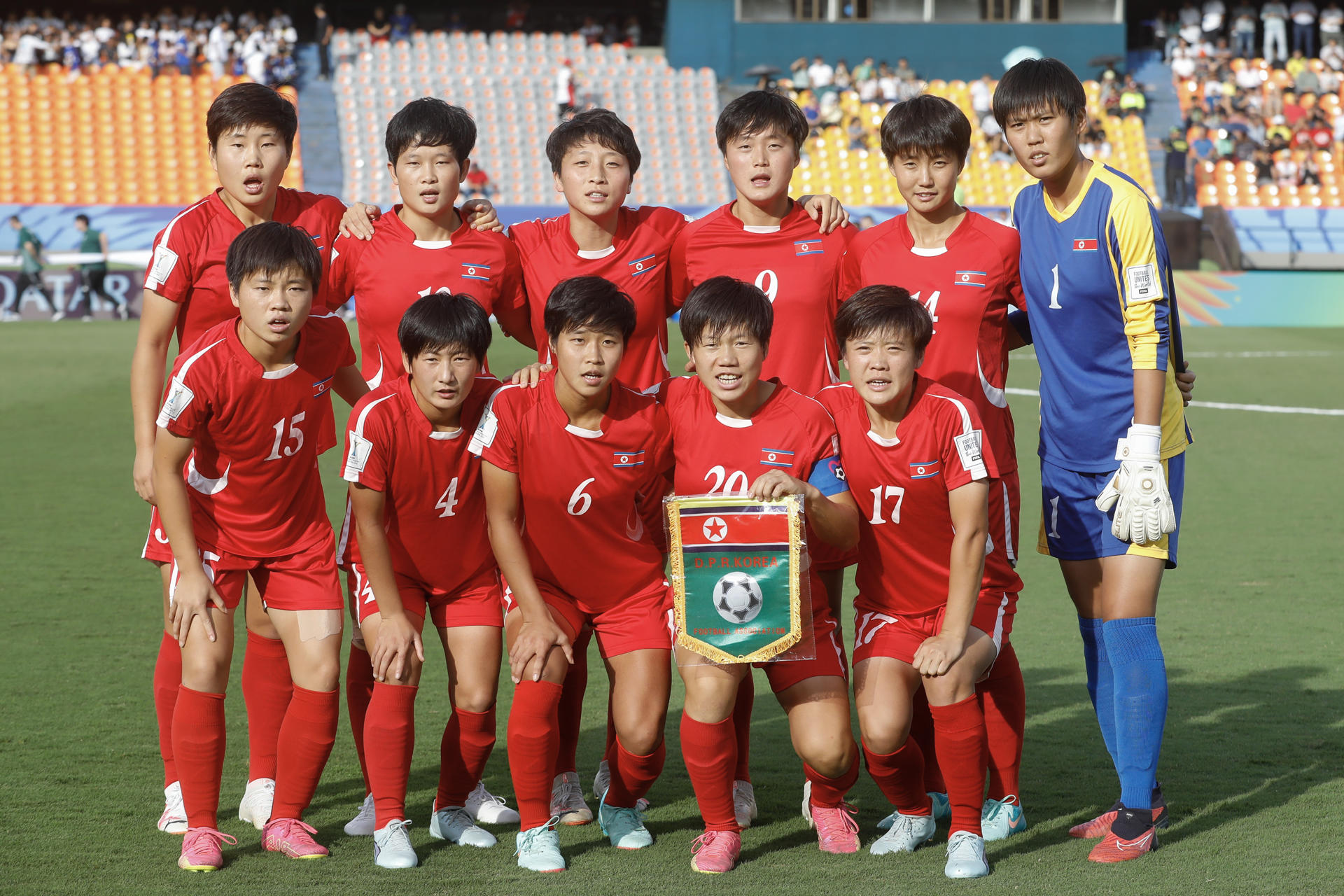 Jugadoras de Corea del Norte en un partido de la Copa Mundial Femenina sub-20. EFE/ Luis Eduardo Noriega Arboleda