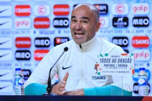 El seleccionador de Portugal, el español Roberto Martínez, durante la rueda de prensa previa al partido de la Liga de Naciones contra Polonia. EFE/EPA/ESTELA SILVA