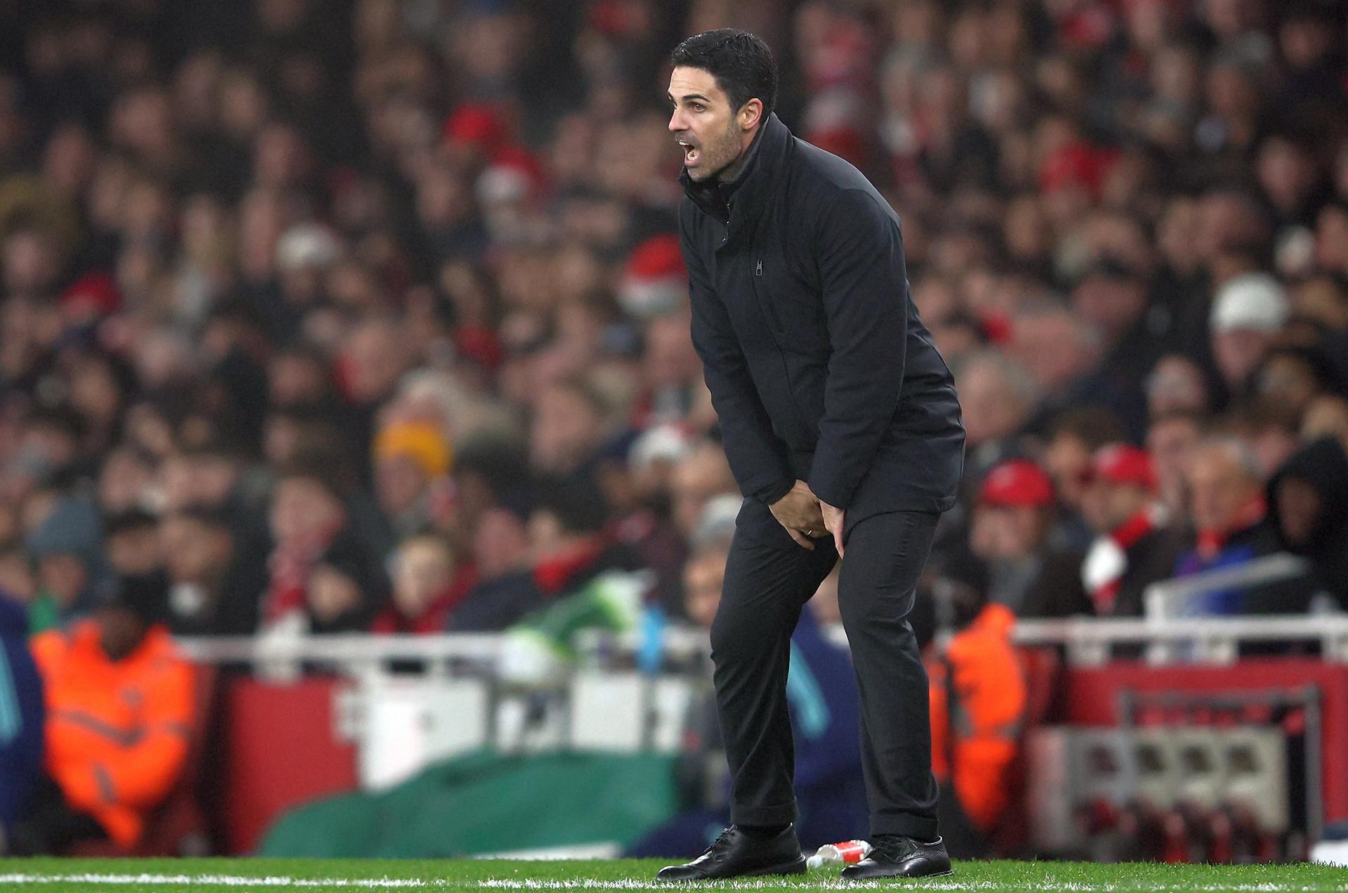 Mikel Arteta, durante el partido. EFE/EPA/DAVID CLIFF. 