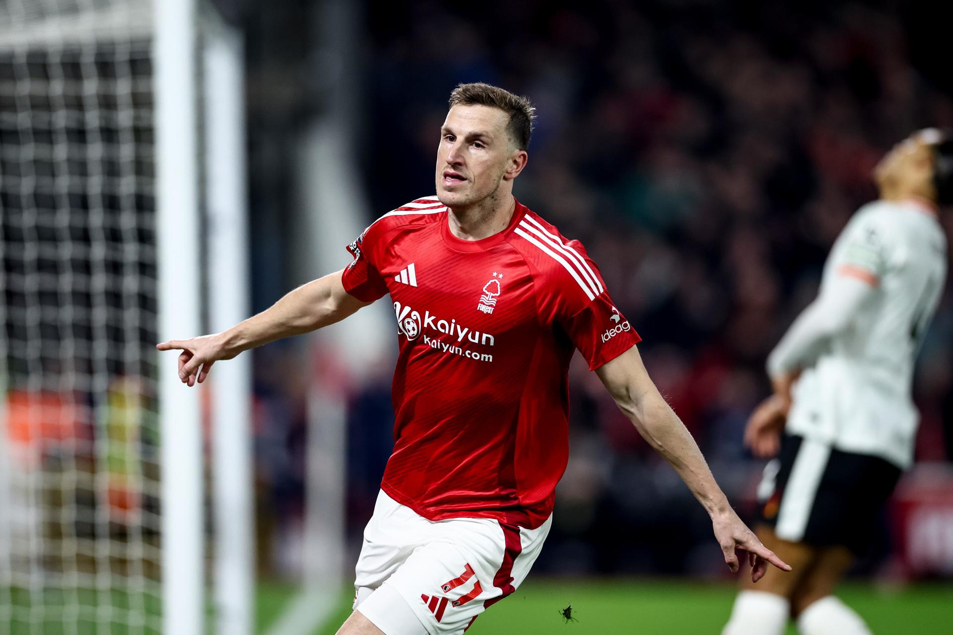 Chris Wood, tras marcar el 1-0 en el minuto 8. EFE/EPA/ADAM VAUGHAN. 