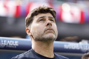 El seleccionador de Estados Unidos, Mauricio Pochettino, al inicio del partudo ante Canadá correspondiente a la Liga de Naciones de la Concacaf este domingo en Inglewood, California. EFE/CAROLINE BREHMAN