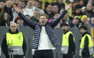 El seleccionador alemán, Julian Nagelsmann, durante el partido ante Italia (3-3) en el que su equipo logró la clasificación de la Final a Cuatro de la Liga de Naciones de la UEFA. EFE/EPA/FRIEDEMANN VOGEL