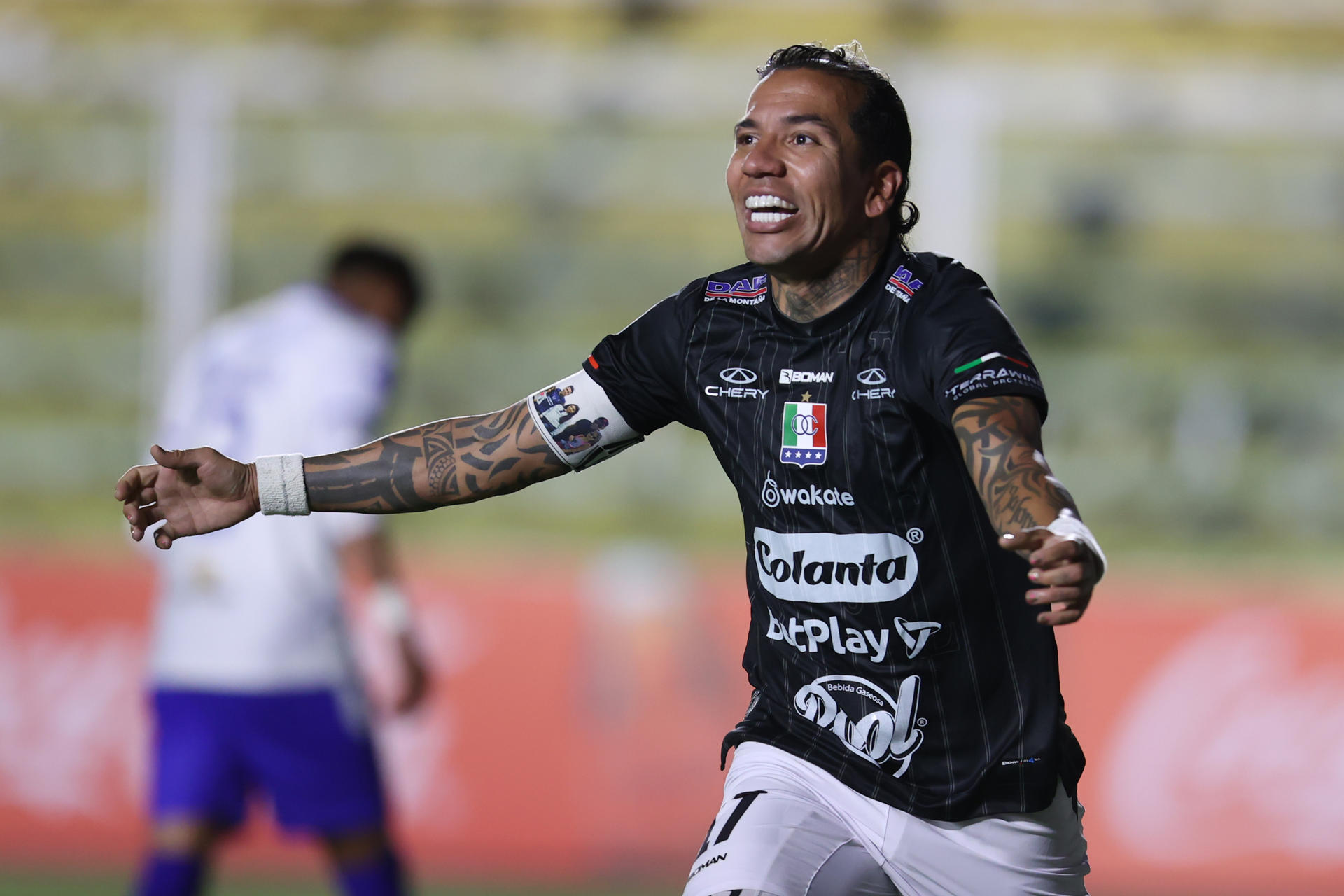 Dayro Moreno de Caldas celebra un gol en un partido de la fase de grupos de la Copa Sudamericana. EFE/ Luis Gandarillas