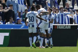 Los jugadores del Leganés celebran un gol el estadio de Butarque en foto de archivo de J.J. Guillén