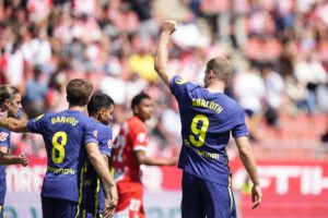 Alexander Sorloth celebra un gol en esta campaña. EFE/Siu Wu